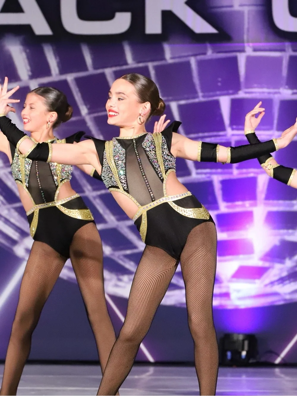 Glamour Black and Gold Sparkly Jazz Costume! Size LC